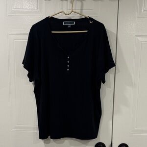 Karen Scott Black Short Sleeve Top